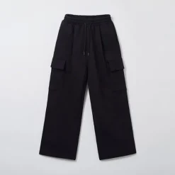 Pants-SPAO Men Cargo Wide Sweat Pants SPMTE4TC13 Black
