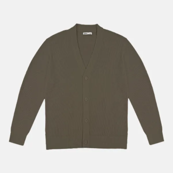 Cardigans L Sweaters-SPAO Men Long Sleeve Cardigan SPLCE38C03 Dark Khaki