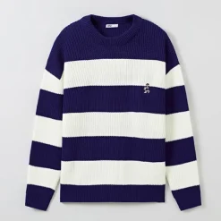 Hoodies L Pullovers-SPAO Men Long Sleeve Stripe Pullover SPKWE11C52