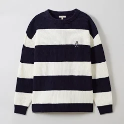 Hoodies L Pullovers-SPAO Men Long Sleeve Stripe Pullover SPKWE11C52