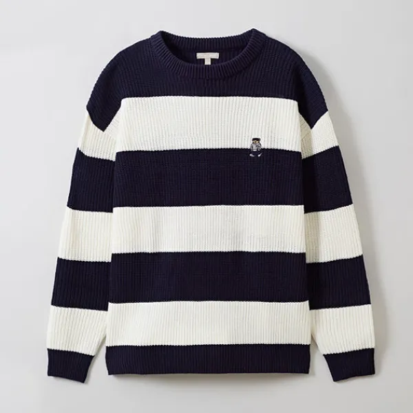 Hoodies L Pullovers-SPAO Men Long Sleeve Stripe Pullover SPKWE11C52