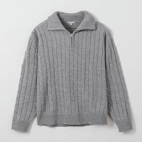 Hoodies L Pullovers-SPAO Men Long Sleeve Woodie Zip Sweater SPKWD4TC03