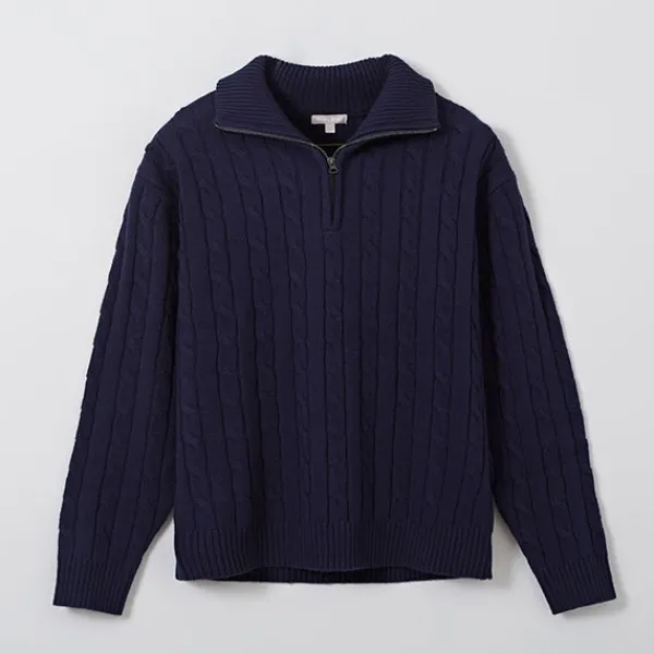 Hoodies L Pullovers-SPAO Men Long Sleeve Woodie Zip Sweater SPKWD4TC03