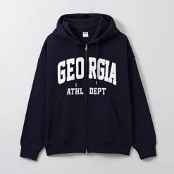 Hoodies L Pullovers-SPAO Men Long Sleeve Zip Up Hoodie SPMZE4TC41 Navy