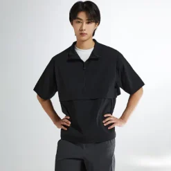Jackets-SPAO Men Short Sleeve Anorak Jacket SPJJE25C22 Black