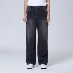 Denim Pants-SPAO Men Wide Jeans SPTJE49C55 Dark Grey