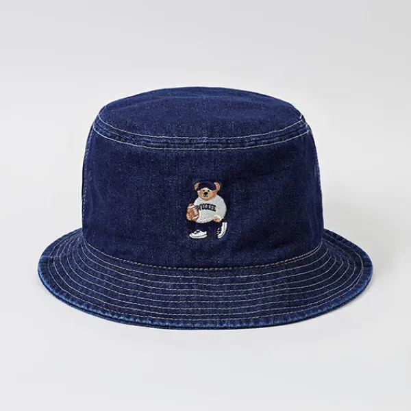 Accessories-SPAO Unisex Woodie Bucket Hat SPACE24A52 Dark Indigo