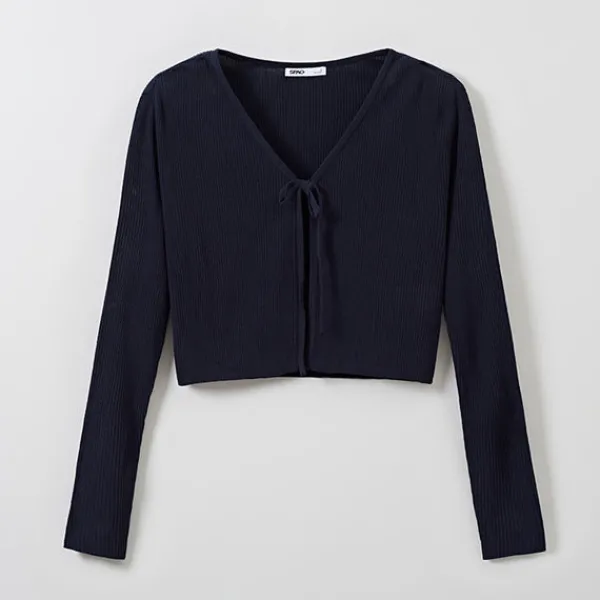 Cardigans L Sweaters-SPAO Women Long Sleeve Bolero Cardigan SPCKE26G11 Navy