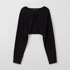 Cardigans L Sweaters-SPAO Women Long Sleeve Bolero Cardigan SPCKE37G02 Black