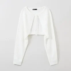 Cardigans L Sweaters-SPAO Women Long Sleeve Bolero Cardigan SPCKE37G02 Ivory