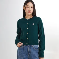 Cardigans L Sweaters-SPAO Women Long Sleeve Crop Cardigan SPCKE49G40 Hunter