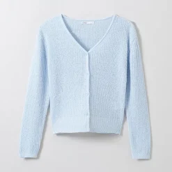 Cardigans L Sweaters-SPAO Women Long Sleeve Hacci Cardigan SPCKE26G10 Blue