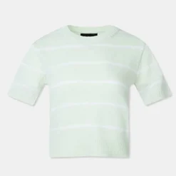 T-Shirt-SPAO Women Short Sleeve Crop Sweater SPKWD25W04