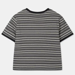 T-Shirt-SPAO Women Short Sleeve Crop Stripe Tee SPRSD37G02